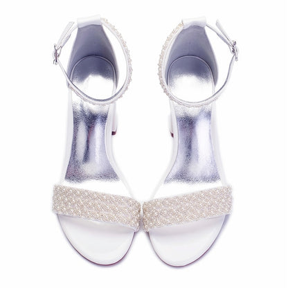 Strap Ivory Women's White Embellished Pearl Ankle Block