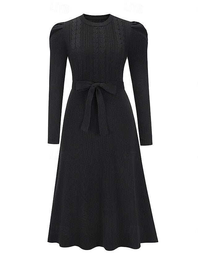 Women's Sweater Dress Fashion Elegant Dress Solid Color