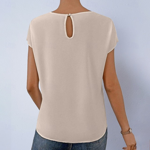 Women's Shirt Satin Blouse Dress Shirt Solid Color Plain