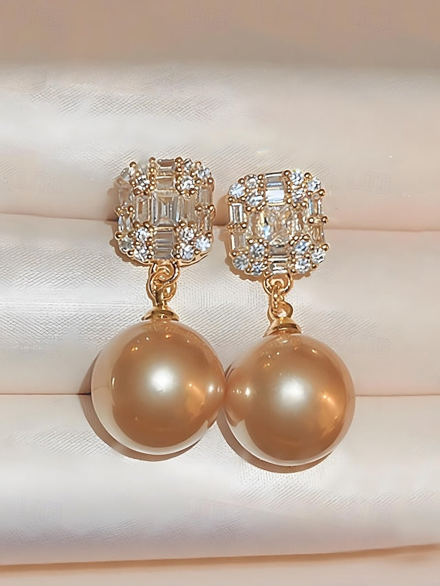 Women's Crystal Rhinestone Pearl Earrings - Gold Statement