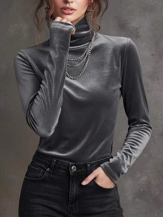 Women's Blouse Ruched Solid Color Stylish Casual Long