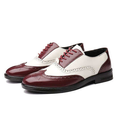 Burgundy Oxford Men's Wingtip Brogue Shoes White and
