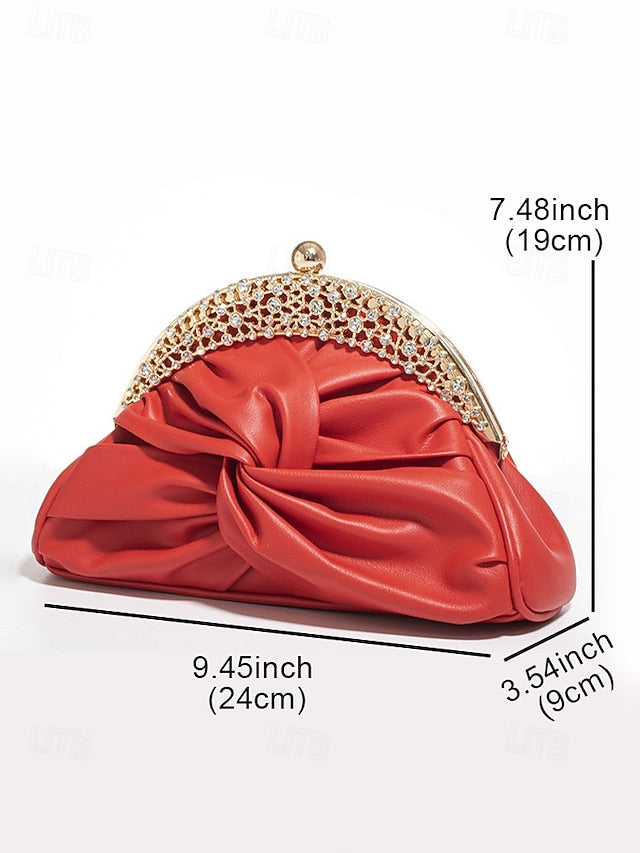 Bag Rhinestone Leather Evening Faux Clutch – Women's