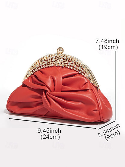 Bag Rhinestone Leather Evening Faux Clutch – Women's