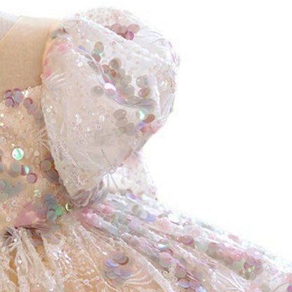 Solid Girls' Party Sleeve Color Dress Short Kids