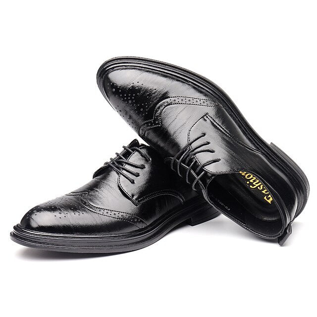 Shoes Leather Brogue Men's Classic Brown – Faux