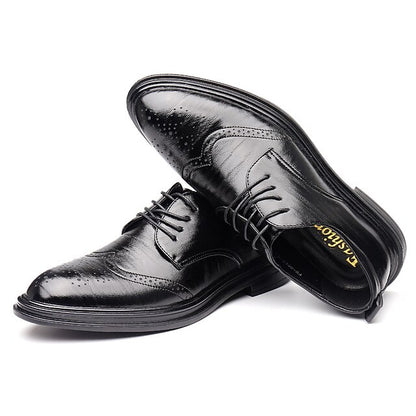 Shoes Leather Brogue Men's Classic Brown – Faux