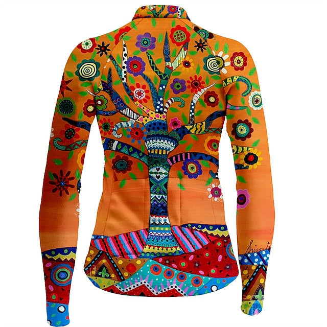 Women's Cycling Jersey Floral Botanical Long Sleeve Bike