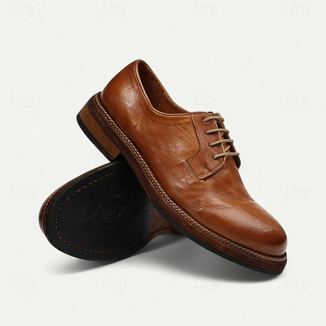 and Men's Tan Goodyear Derby Shoes Clean Leather Welt with