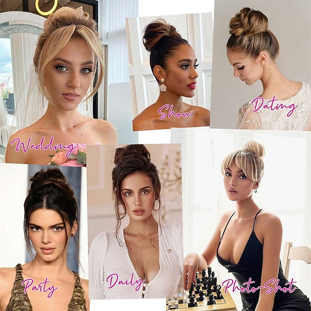 Messy Hair Bun Top Knot Clip in Bun Fake Hair Bun Ponytail