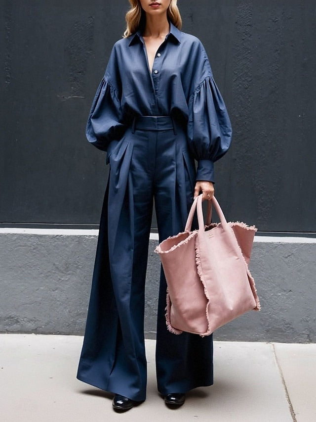 Women's Shirt Two Piece Sets Pants Sets Long Sleeve Shirt