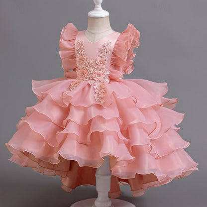 Floral Kids Girls' Party Dress Asymmetrical