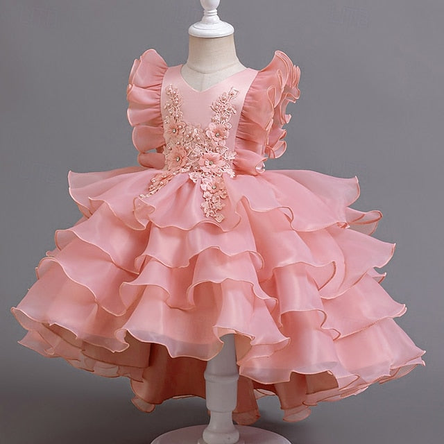 Dress Floral Kids Girls' Asymmetrical Party