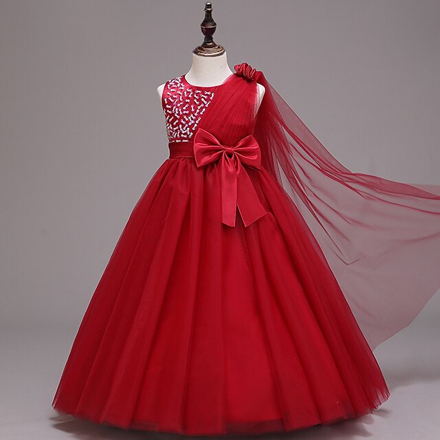 Solid Dress Kids Flower Colored Girls' Girl