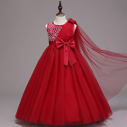 Solid Dress Kids Flower Colored Girls' Girl