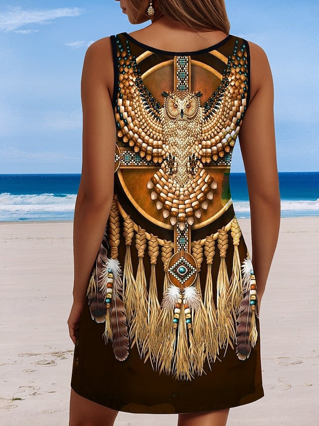 Women's Boho Dress Western Dress Vintage Mini Dress A Line