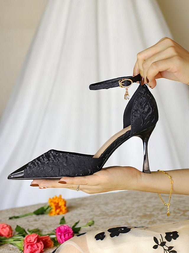 Satin and Accents Women's Beige Heels Toe Gold with Pointed