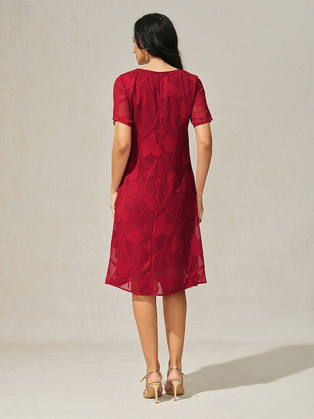 Women's Knee Length Dress Chiffon Dress Elegant Casual