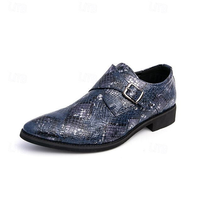 Shoes Snake Monk Strap – Classic for Men Print Brown Formal
