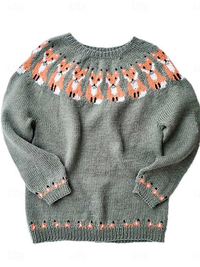 Women's Sweater Pullover Sweater Jumper Casual Soft Animal