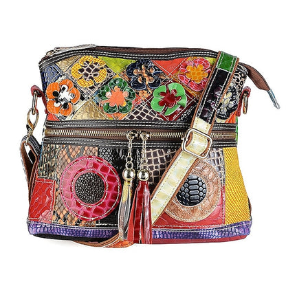 - Shoulder Women's Bag Colorful Bohemian Leather Patchwork