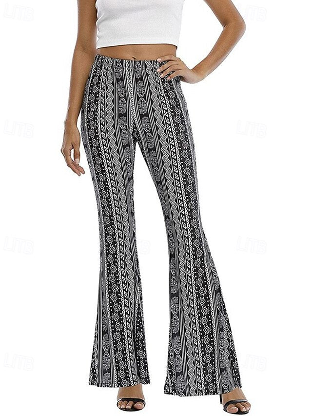 Women's Bell Bottom Slacks Fashion Boho Full Length Natural