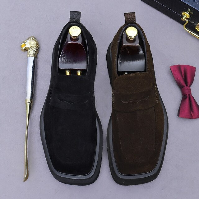 Loafers Leather Men's Suede Business Cowhide -Classic