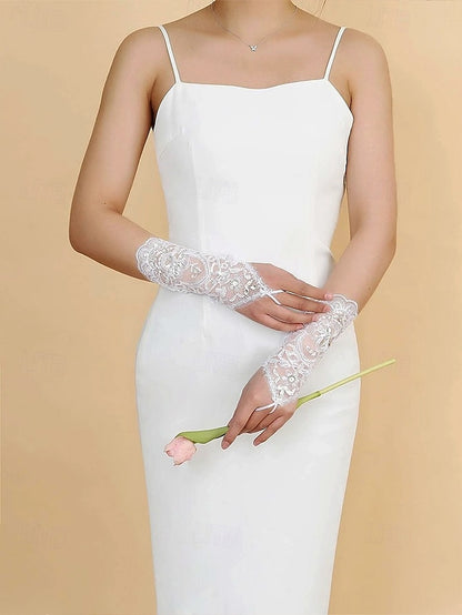 Bridal Lace Pearls with Wedding Gloves Elegant Accessories –