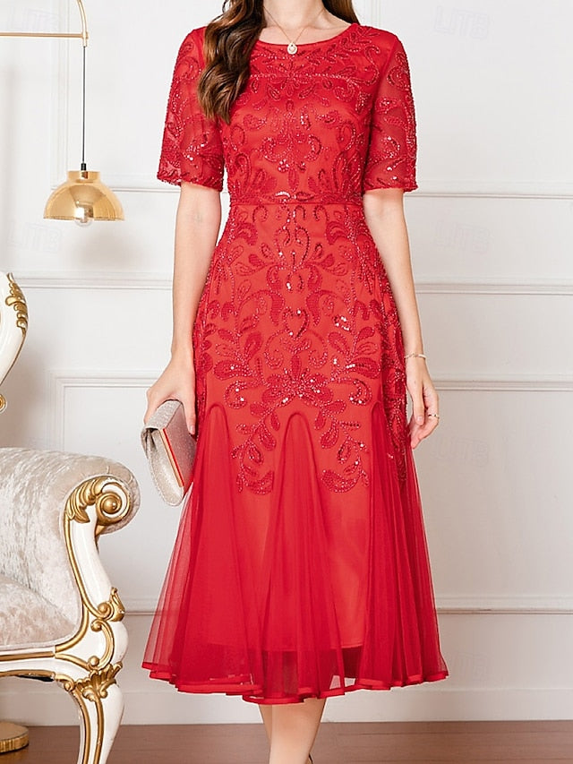 V Elegant Vintage A-Line the Beaded Mother Dress of Bride Party