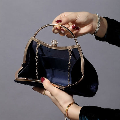 Evening Clutch – Blue Women's Pleated Velvet Elegant Navy