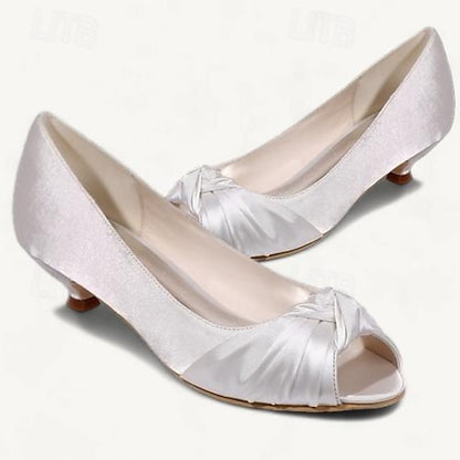 Women's Heels Blush Kitten Peep-Toe Pink - Elegant Satin