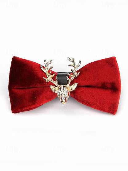 Velvet Deer Pin with Men's Bow Gold Head Tie