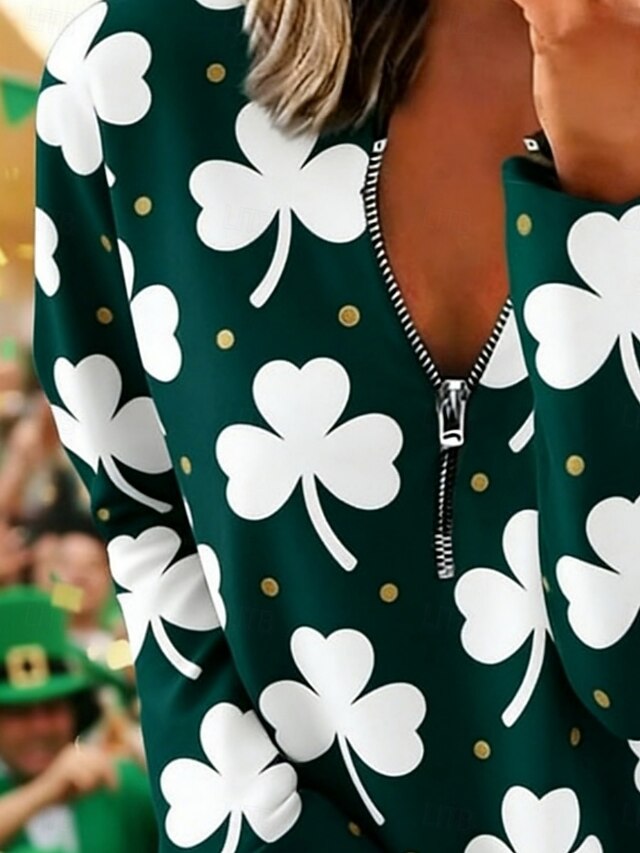 St. Patrick's Day Women's T Shirt Tee Top Zipper