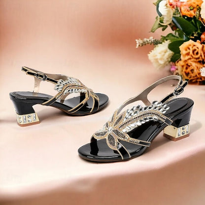 Round Rhinestone Women's Sandals Party Toe Shoes Wedding