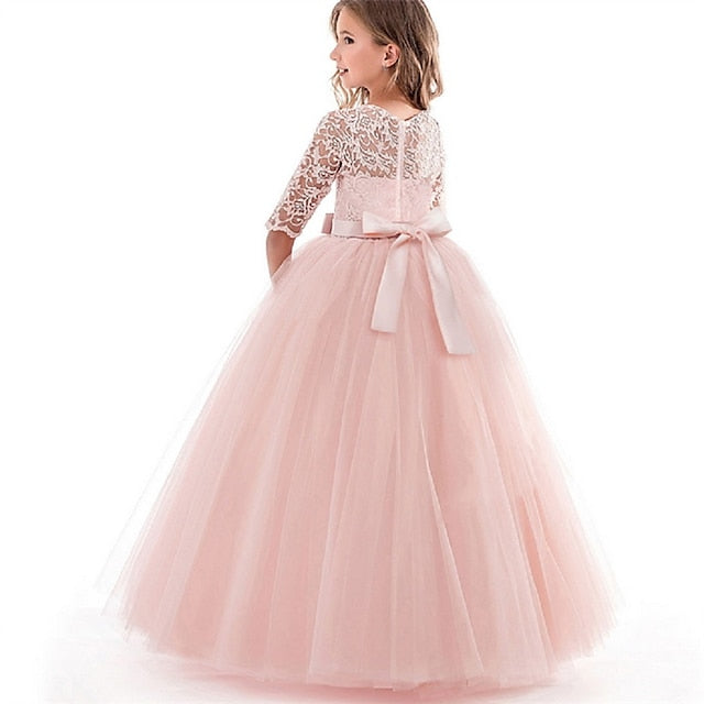 Girls' Sleeve Wedding Girl Dress Flower Half Kids