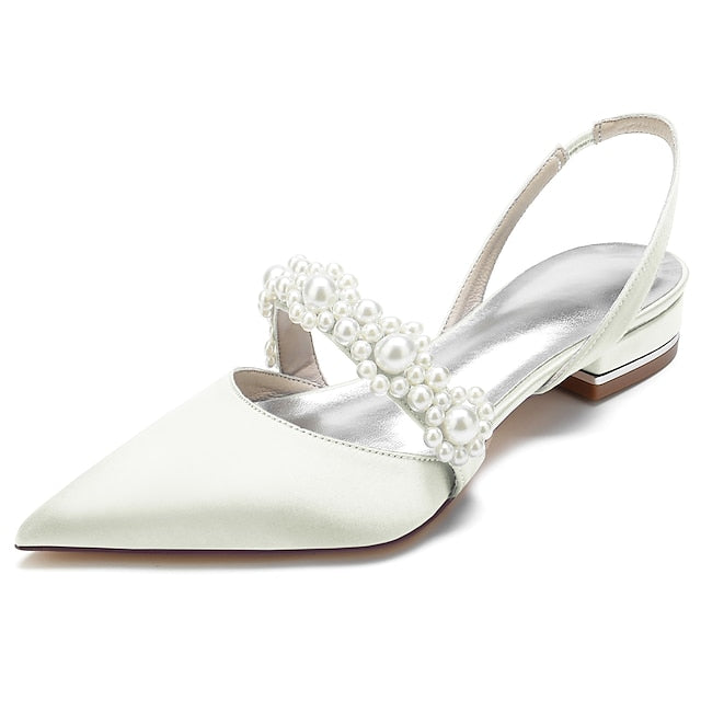 White Pearl Women's Satin with Elegant Shoes