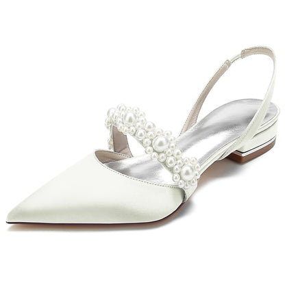 White Pearl Women's Satin with Elegant Shoes