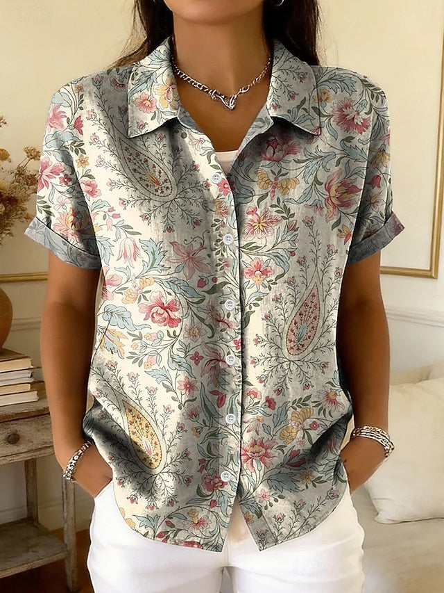 Women's Shirt Buttons Print Graphic Geometric Paisley Daily