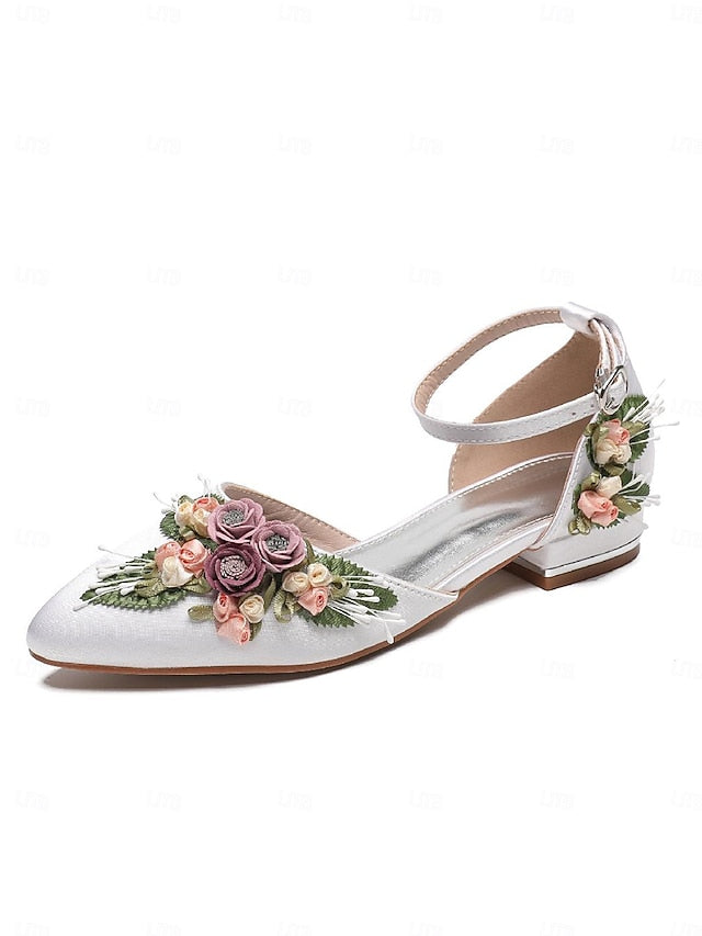 White Clutch Embroidered with – Floral Matching Shoes Flat