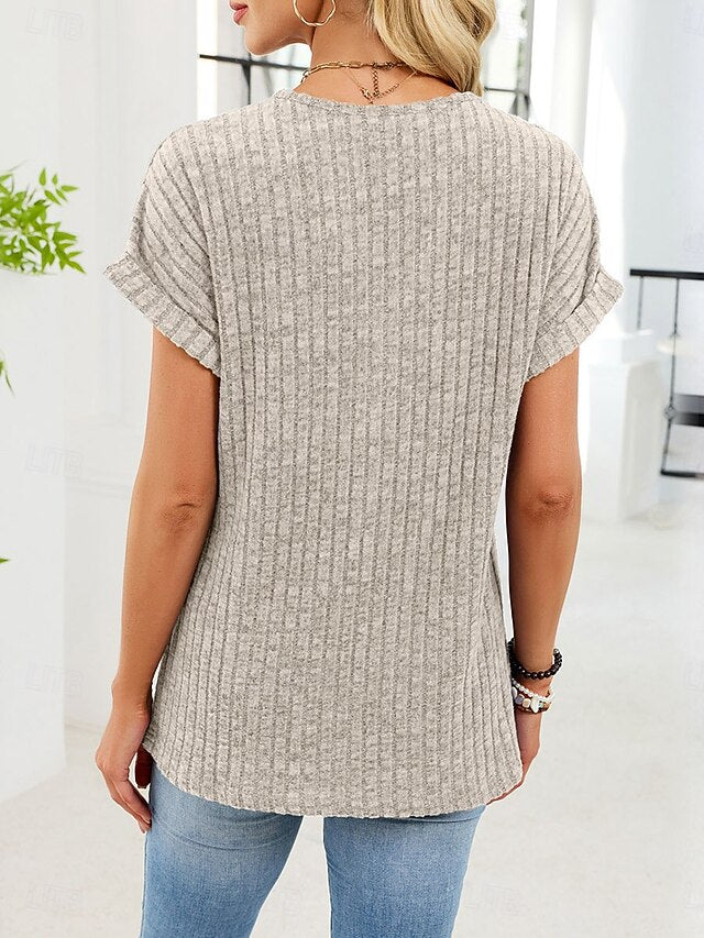 Shirt Women's Classic Color Stylish Fashion Top T Tee Solid