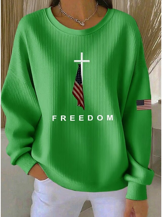 Independence Day Patriotic Shirt Women's Textured Pullover