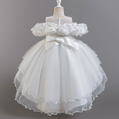 Short Flower Dress Party Kids Sleeve Wedding Girls' Floral