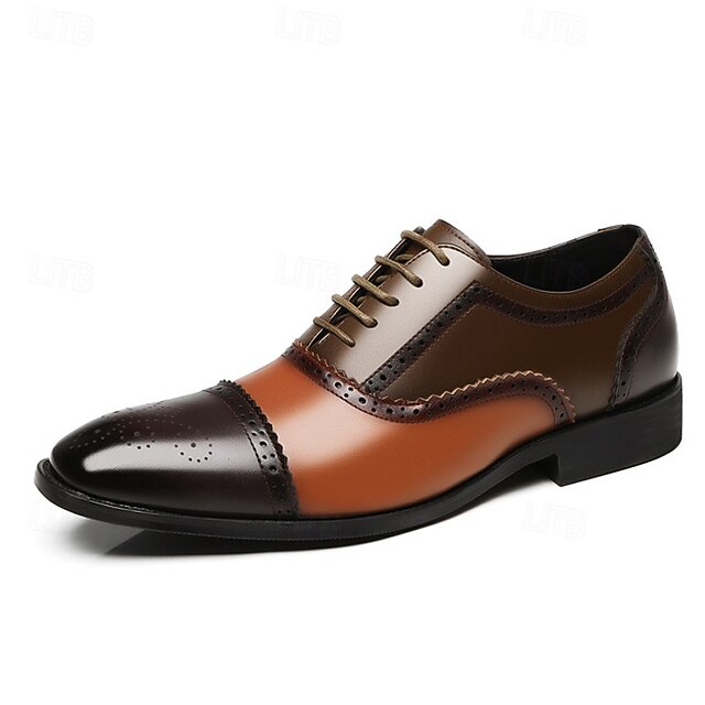 Men's Two-Tone Brogue Black – and Faux Brown Shoes