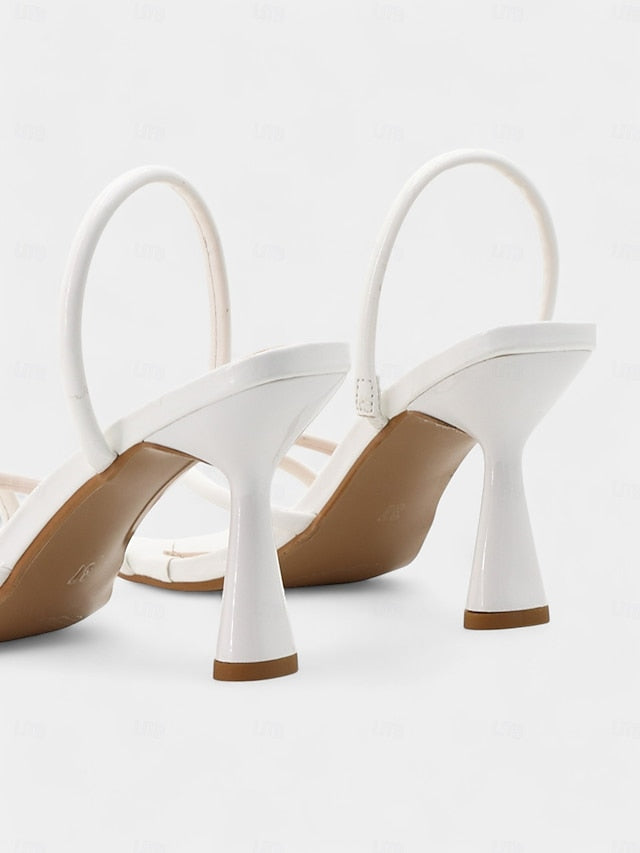 with Toe Square Heeled Sandals Strappy Beige Design –