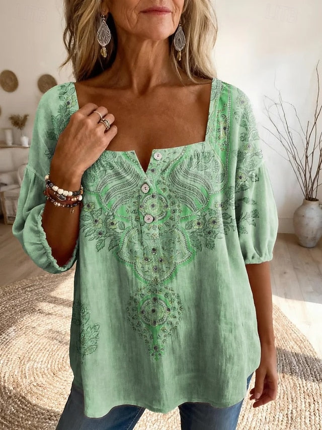 Women's Blouse Print Graphic Paisley Daily Stylish Basic