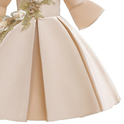 Floral Length Dress Party 3/4 Girls' Sleeve Formal Kids