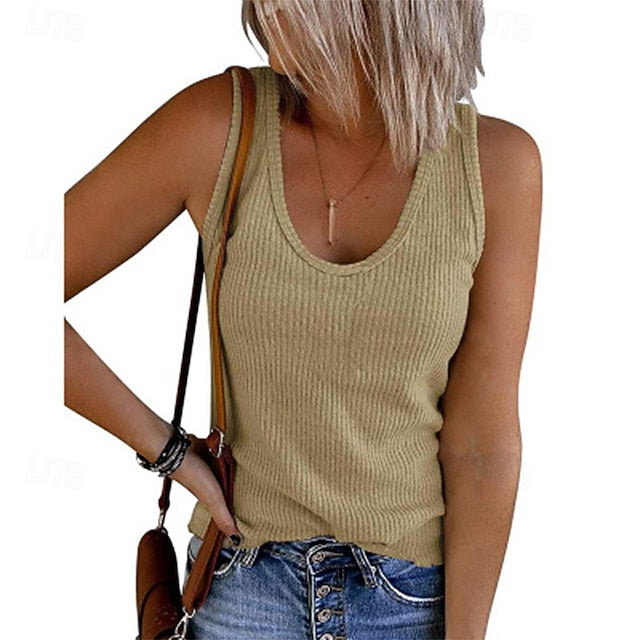 Women's Camisole Tank Top Patchwork Tunic Racerback Solid
