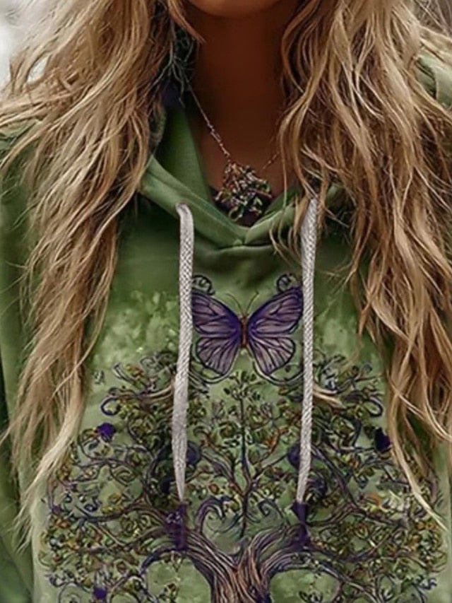 Women's Hoodies Graphic Vintage Daily Casual Long Sleeve V
