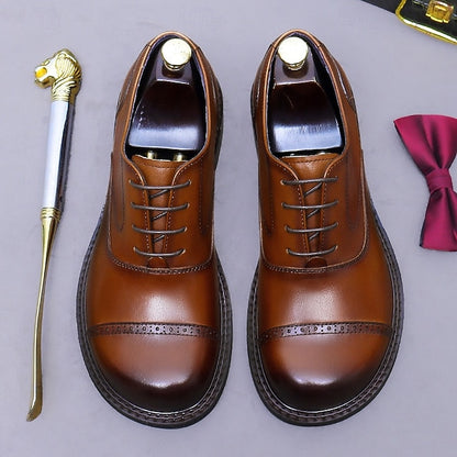 Cap First Shoes Oxford Leather Genuine Men's Toe