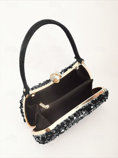 Pearl Black Clutch Sequin – with Accent Women's Evening